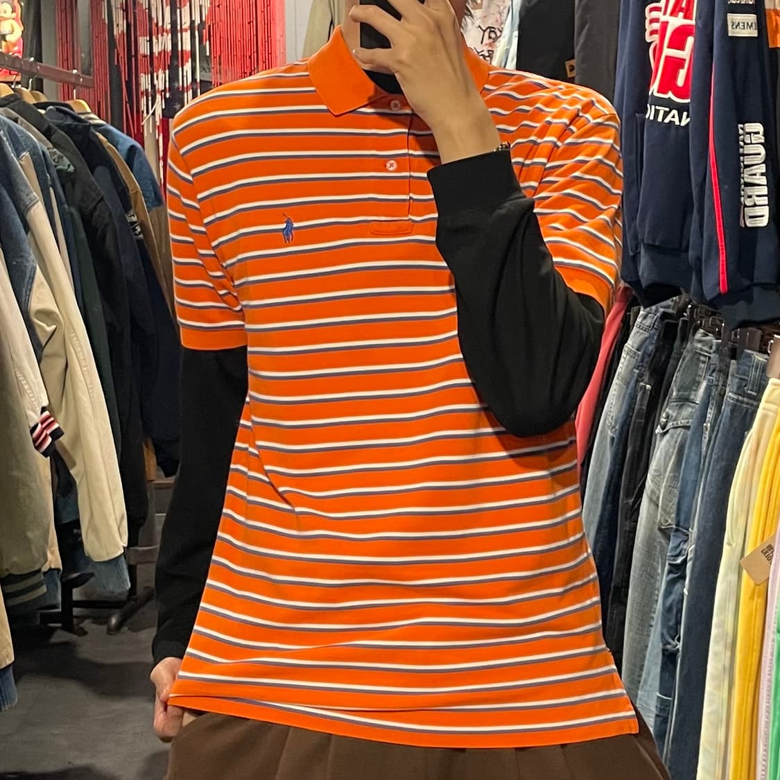 [IM] Polo 폴로 오렌지 스트라이프 카라 반팔 상품이미지2