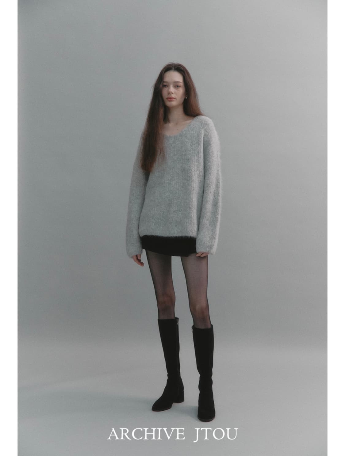 아카이브제이투유 알파카 브이넥 풀오버 그레이 상품이미지3