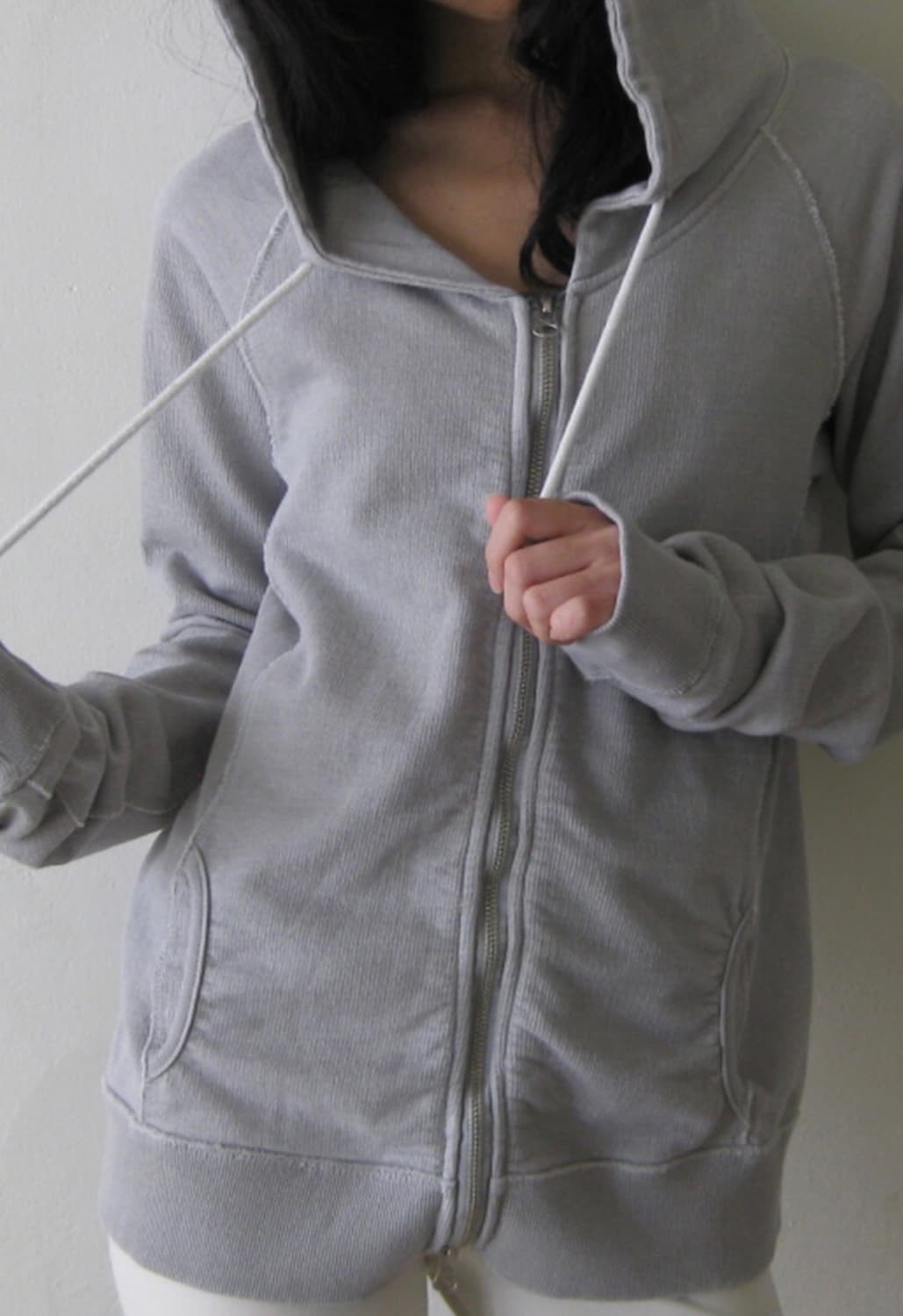 샵페어리 후드집업 washed lily hoodie (grey)  상품이미지2