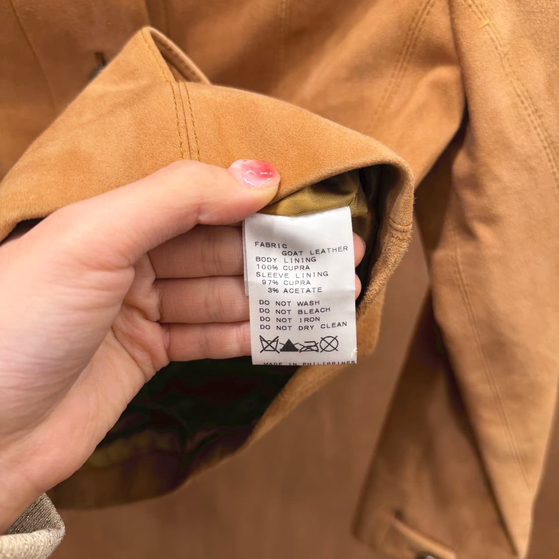 이에나 고트 스웨이드 레더 크롭 자켓 라운드 카라 디테일 카멜 브라운 상품이미지7