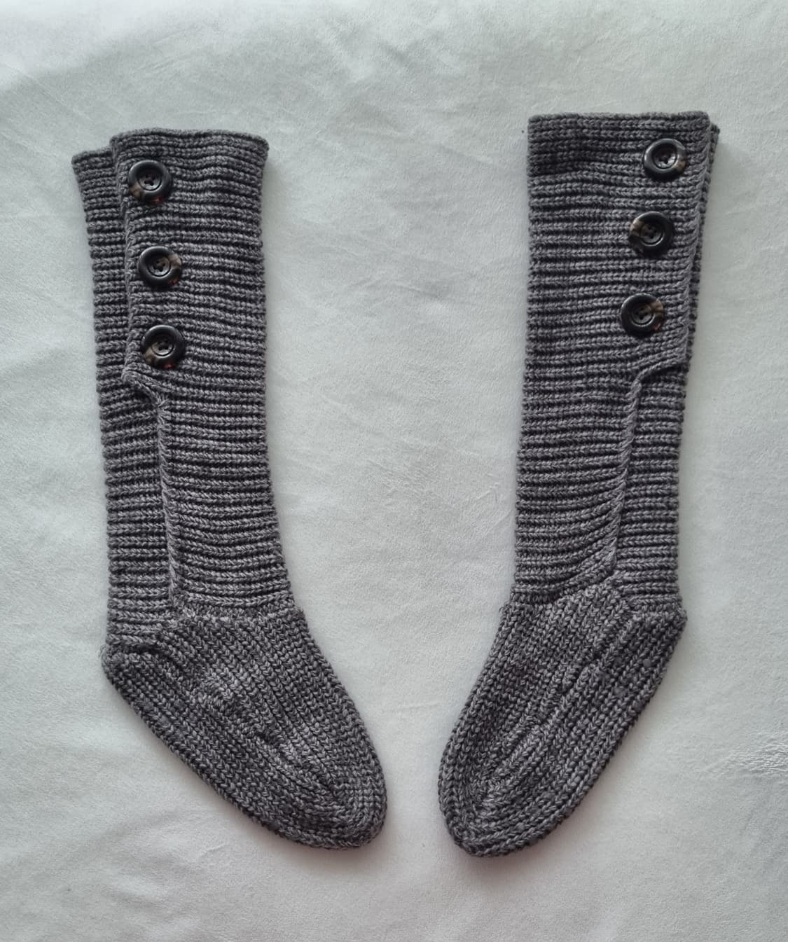 빈티지 모리걸 하구미 그레이 단추 니트 양말 상품이미지1