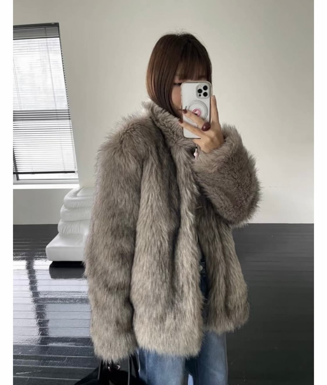 쓰리컷 라쿤 퍼자켓 퍼코트 상품이미지1