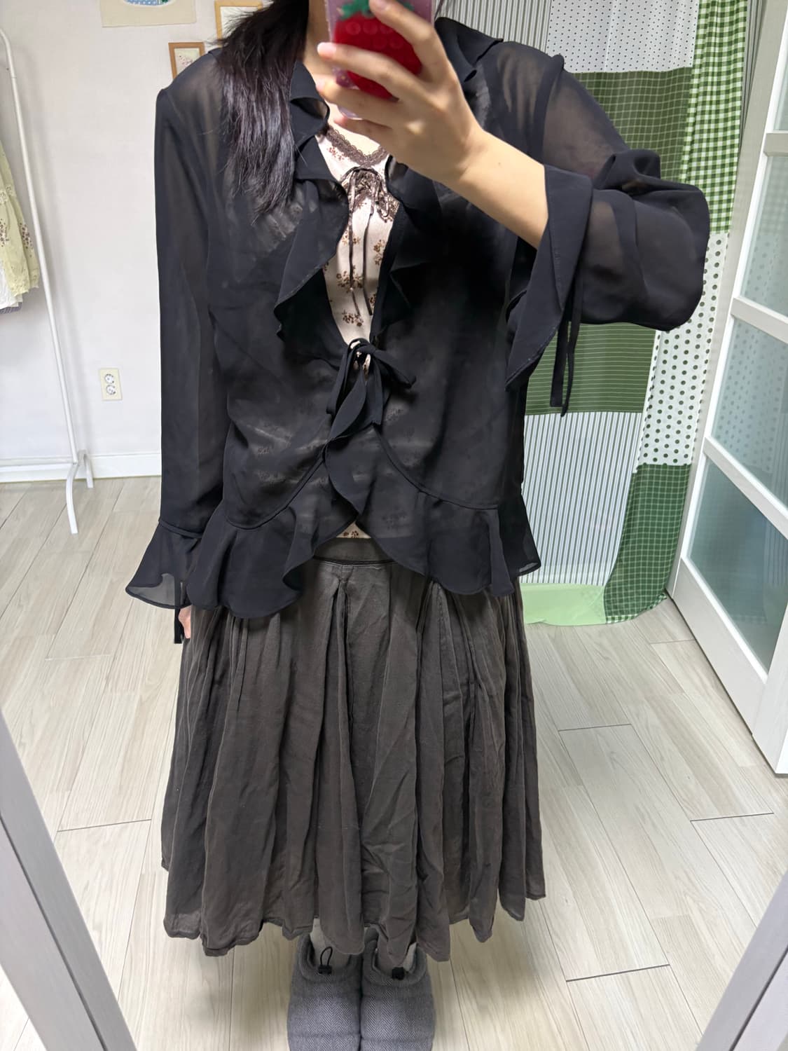 블랙 프릴 시스루 가디건 상품이미지8