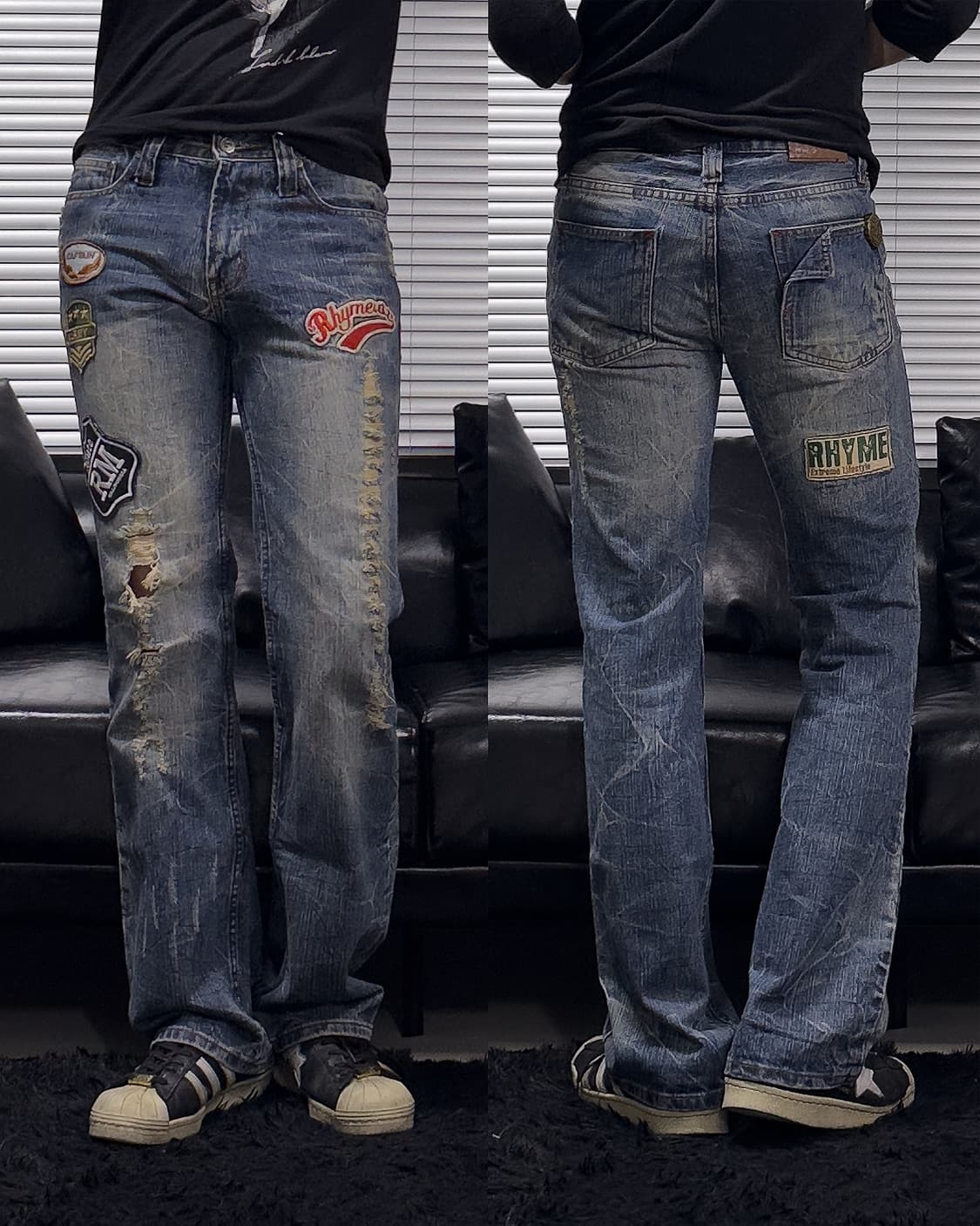 {UNKNOWN} Multi Patch Distressed Jeans   상품이미지1