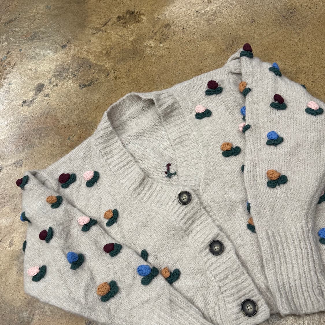 빈티지 모리 플라워 패턴 니트 가디건 상품이미지1