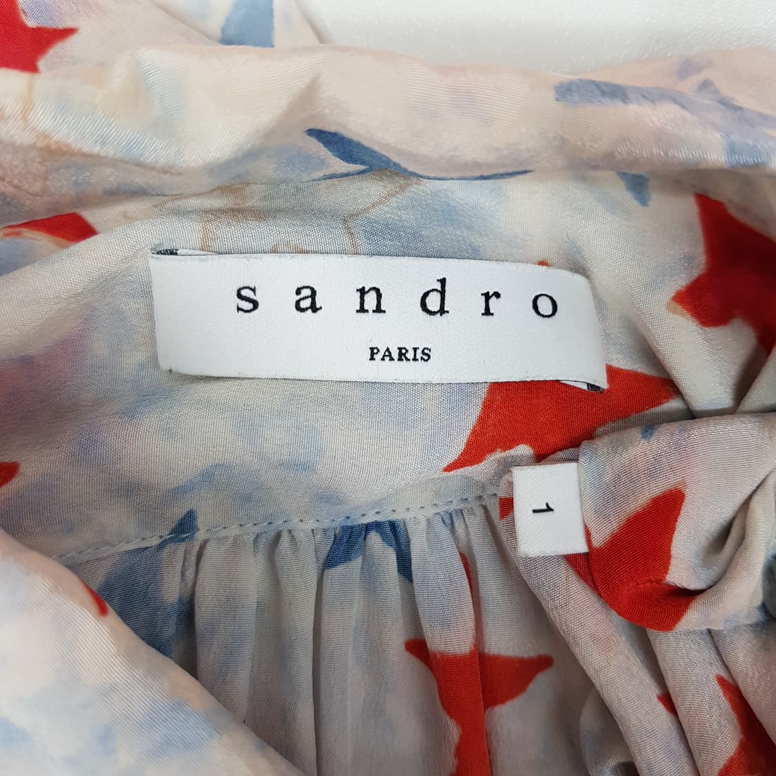 산드로 스타 패턴 실크 리본 블라우스 1사이즈 상품이미지6