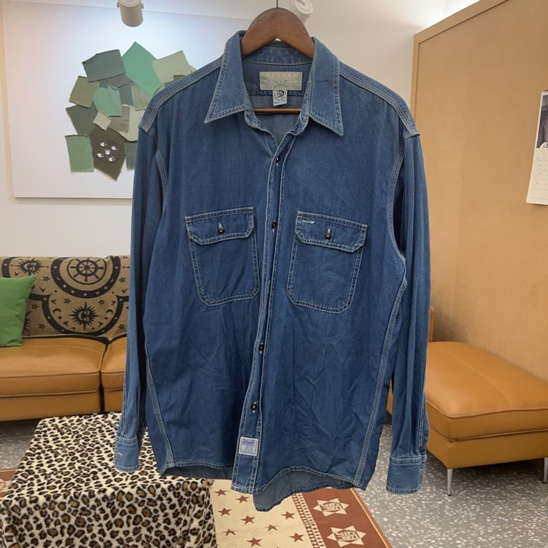 디젤 레트로 빈티지 90's 트러커 워크 데님 셔츠 M C09047 상품이미지3