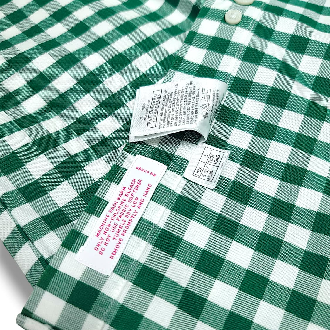 [L] 브룩스브라더스 그린 깅엄체크 코튼 긴팔셔츠 상품이미지8