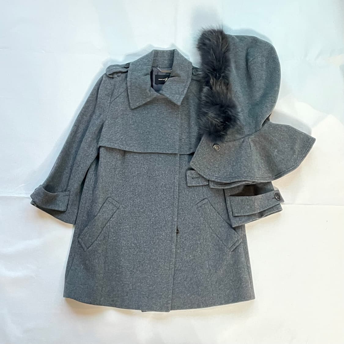 나인식스 NINESIX NY96 여우털 후드 반 코트 망토 케이프 자켓 상품이미지2