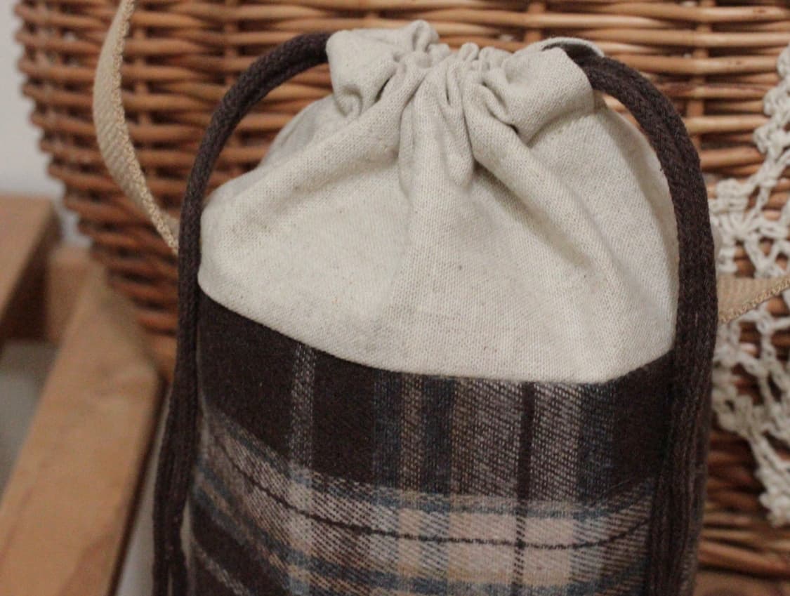 핸드메이드 체크 스트링 파우치 상품이미지2