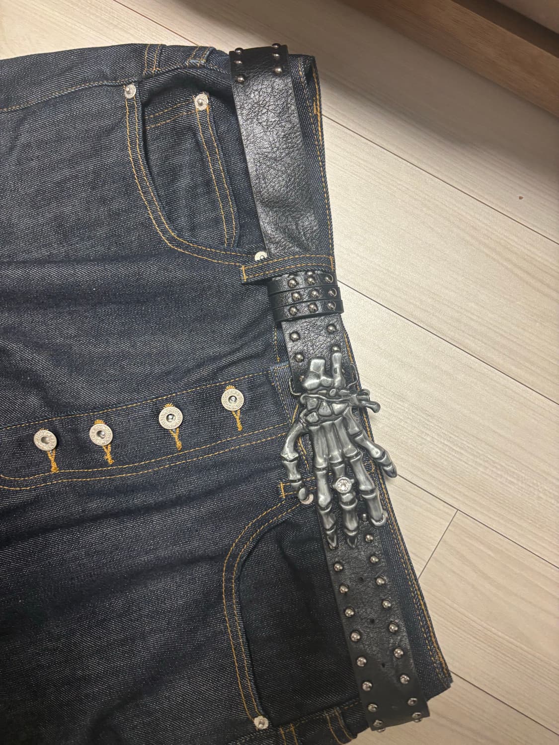 빈티지 해골 손 벨트 상품이미지1