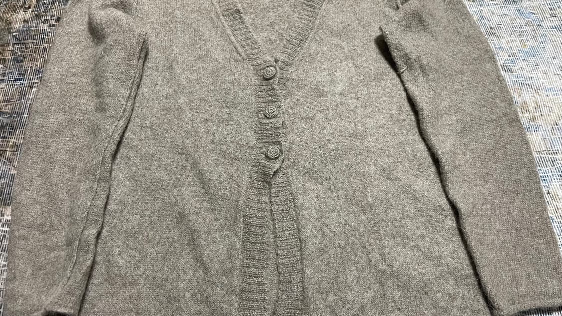페루 00s 빈티지 모리걸 그레이 헤더드 멜란지 베이비 알파카 가디건 상품이미지6