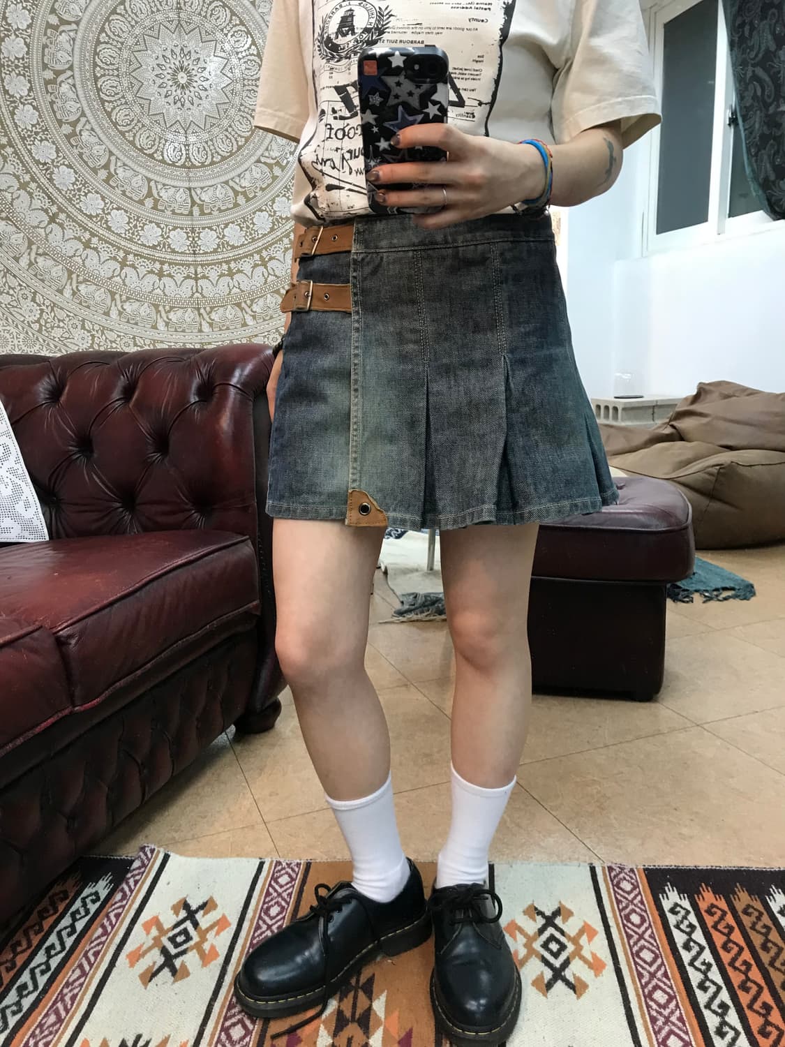 A6여성 빈티지 데님 미니 랩스커트  상품이미지1