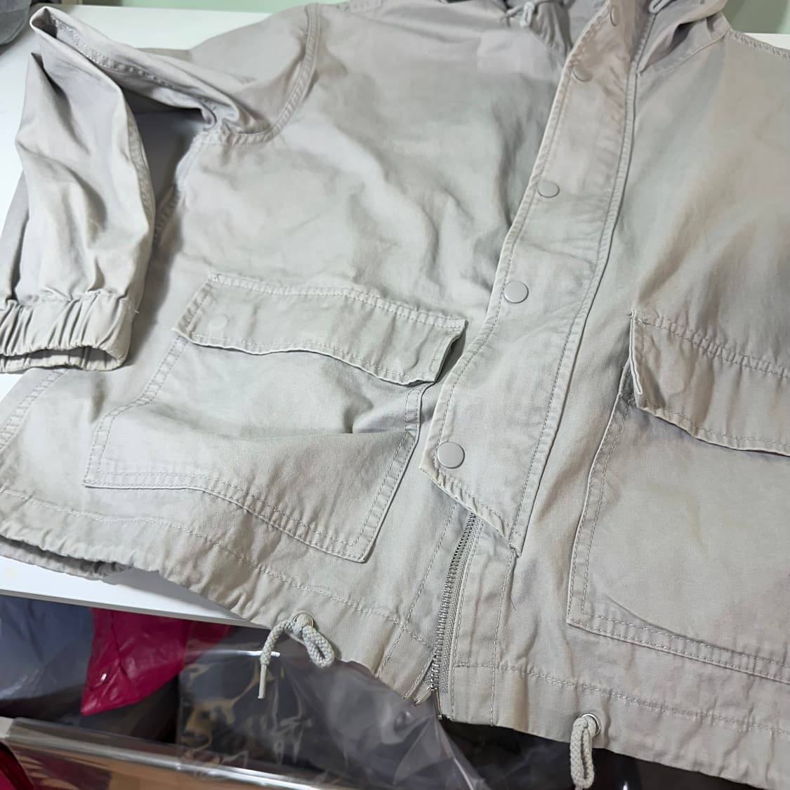 M 파르테멘토 시멘트그레이 크롭오버핏 투웨이 후디 코튼자켓 상품이미지3