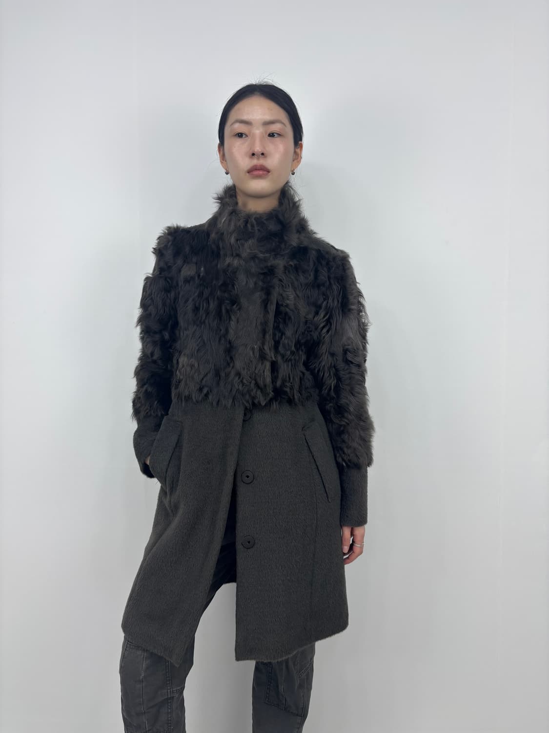 FUR MIXED WOOL HALF COAT 상품이미지7