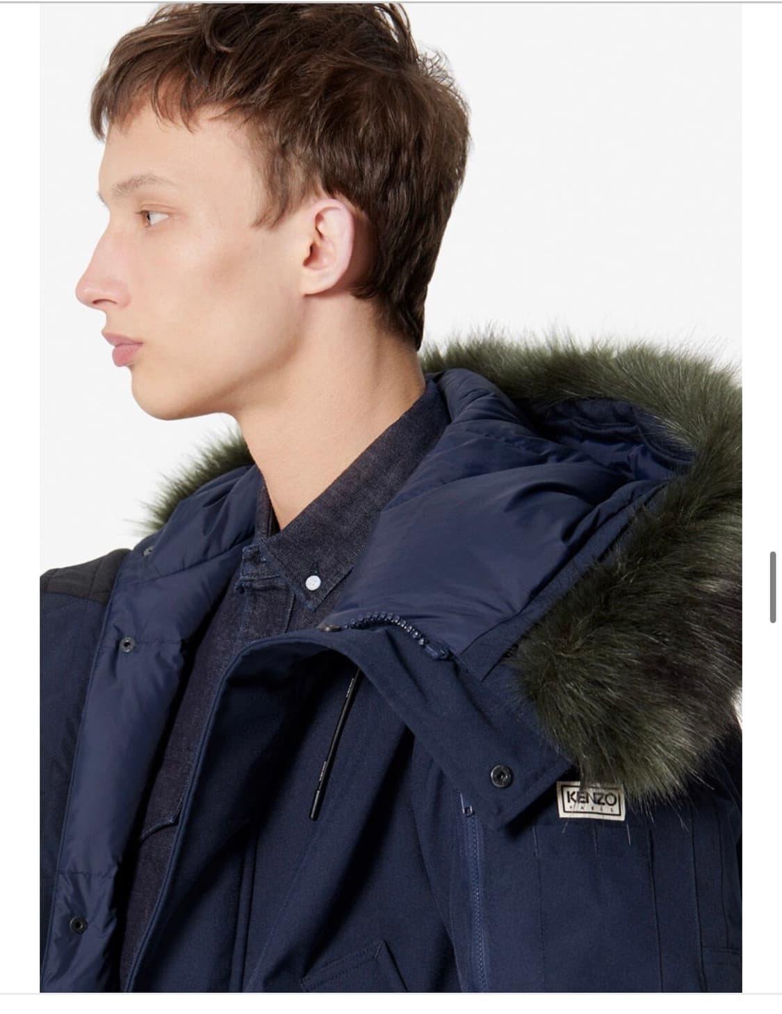 (구매가130만원)겐조 로고 패치 롱 다운 패딩 후드 자켓 NVY 상품이미지2