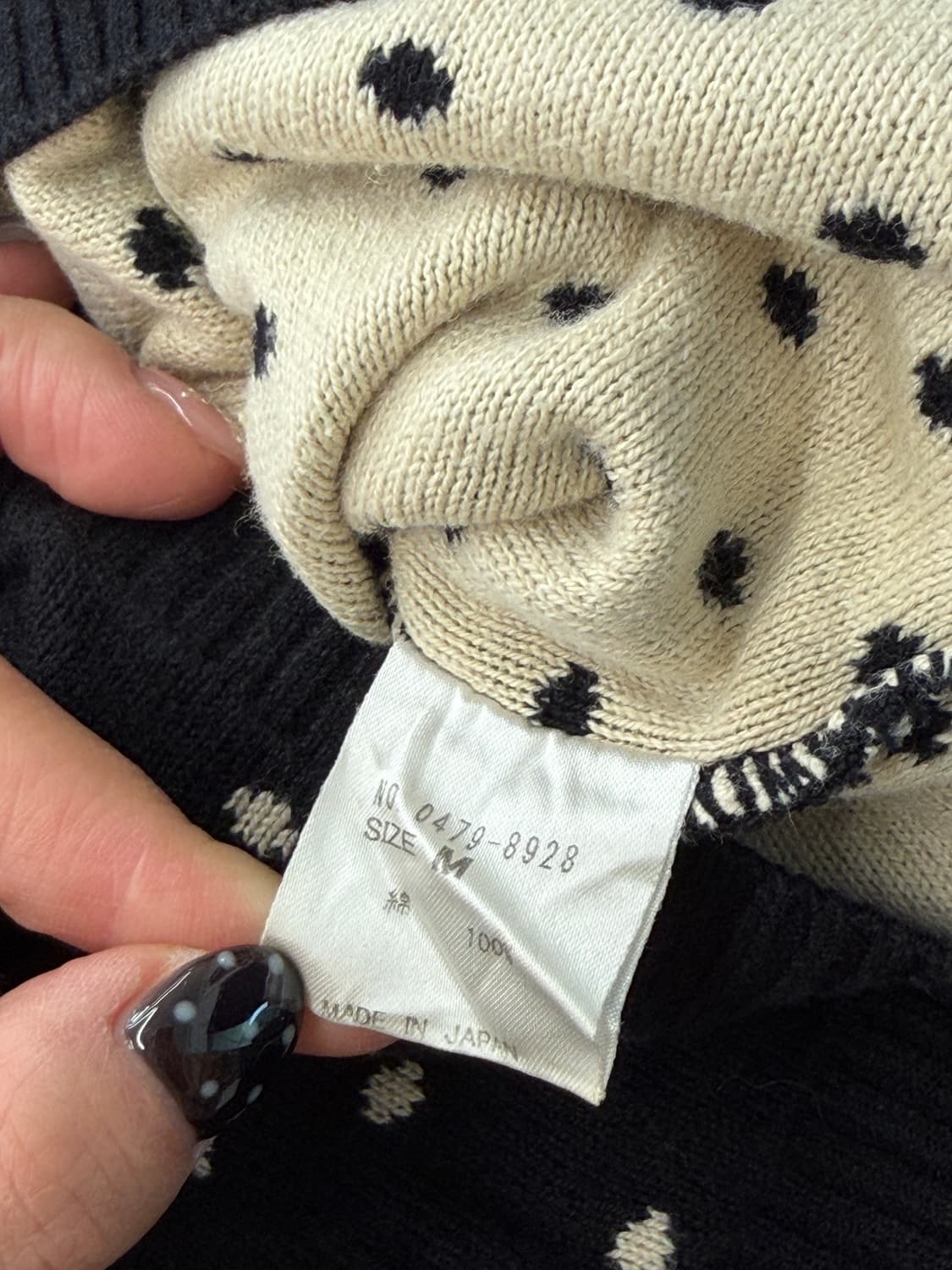 일본빈티지 도트 보트넥 니트 상품이미지9