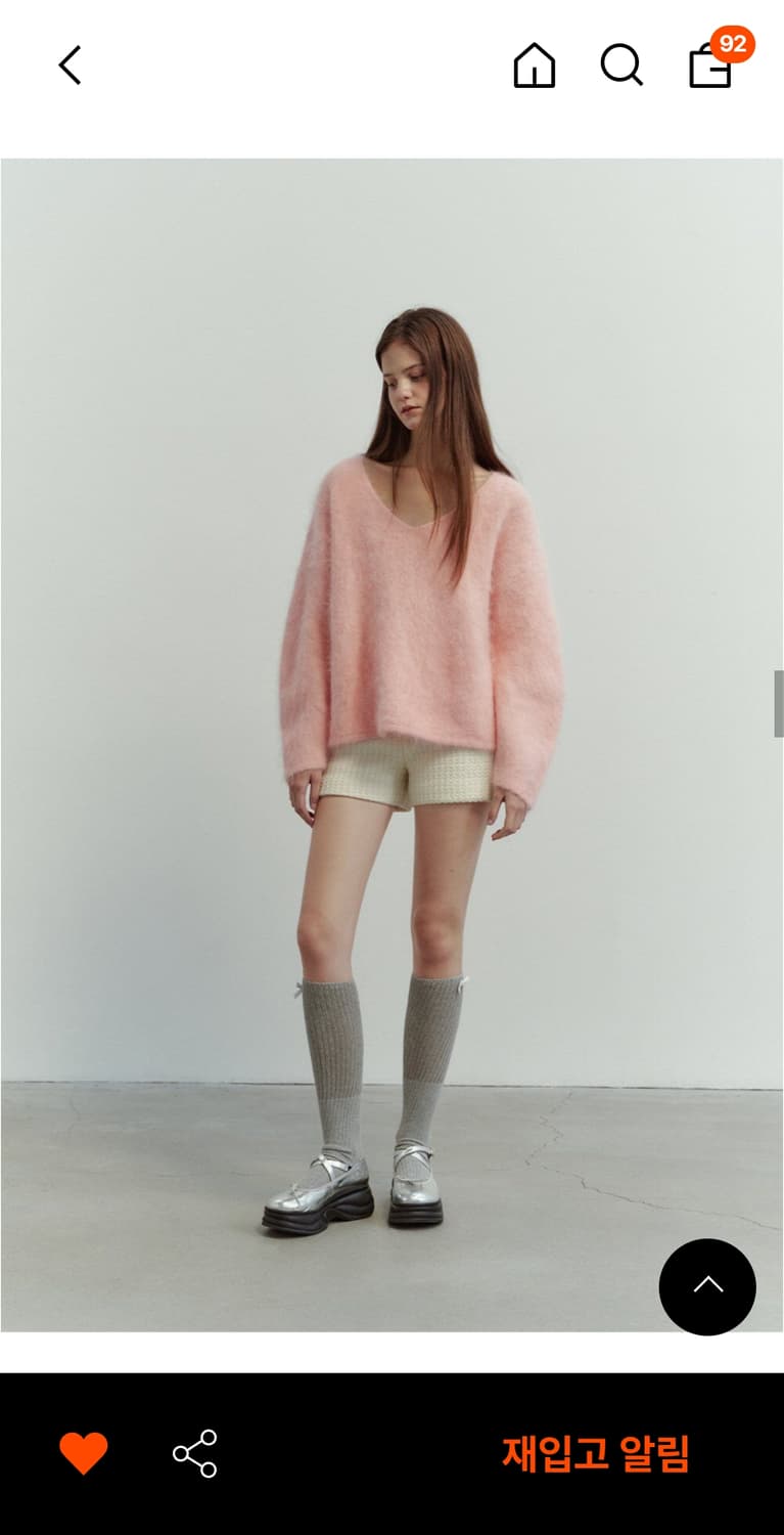 더티스 앙고라 브이넥 니트 핑크 상품이미지4