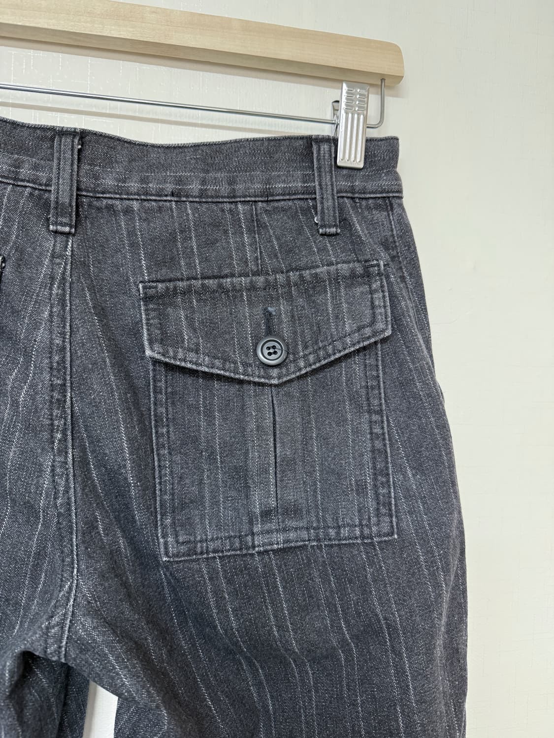 anquiet 흑청 스트라이프 데님 팬츠 상품이미지5