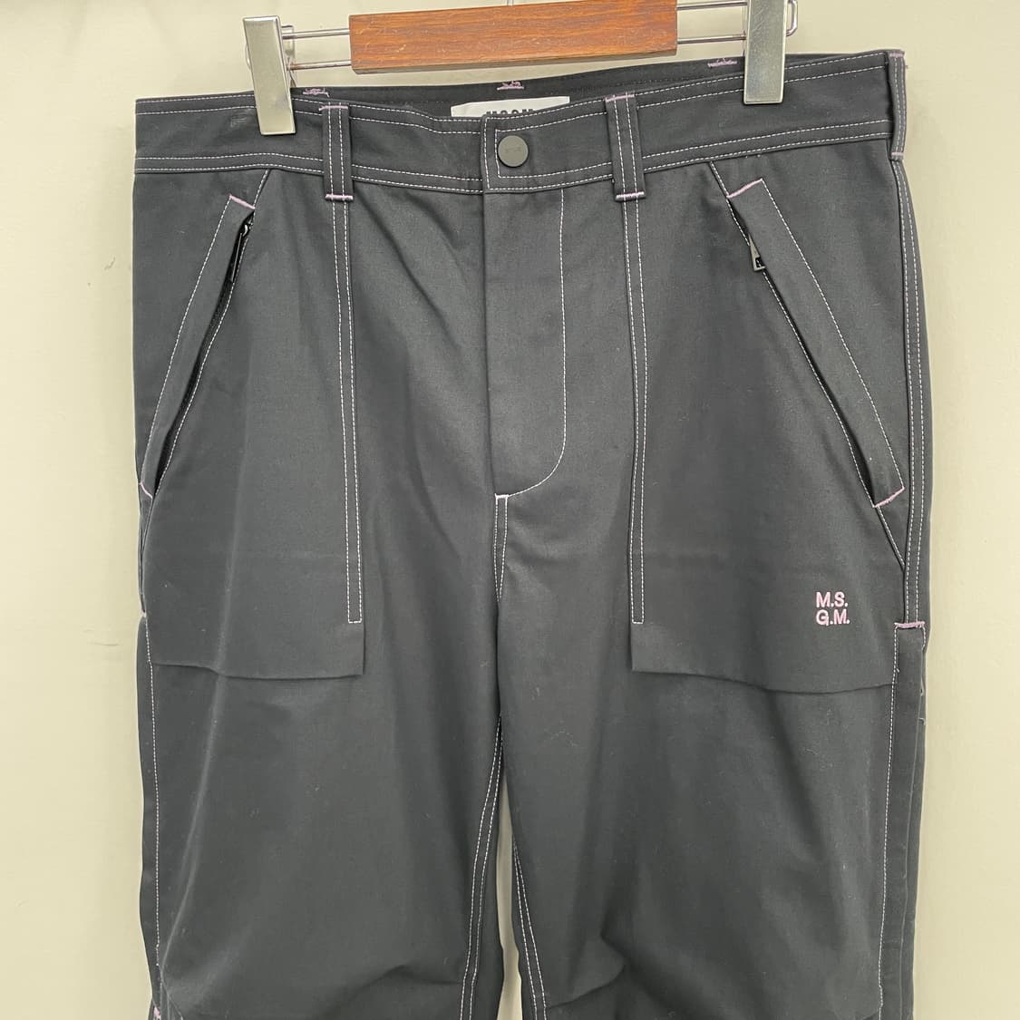  MSGM 블랙 퍼플 스티치 카고 팬츠 바지 상품이미지3