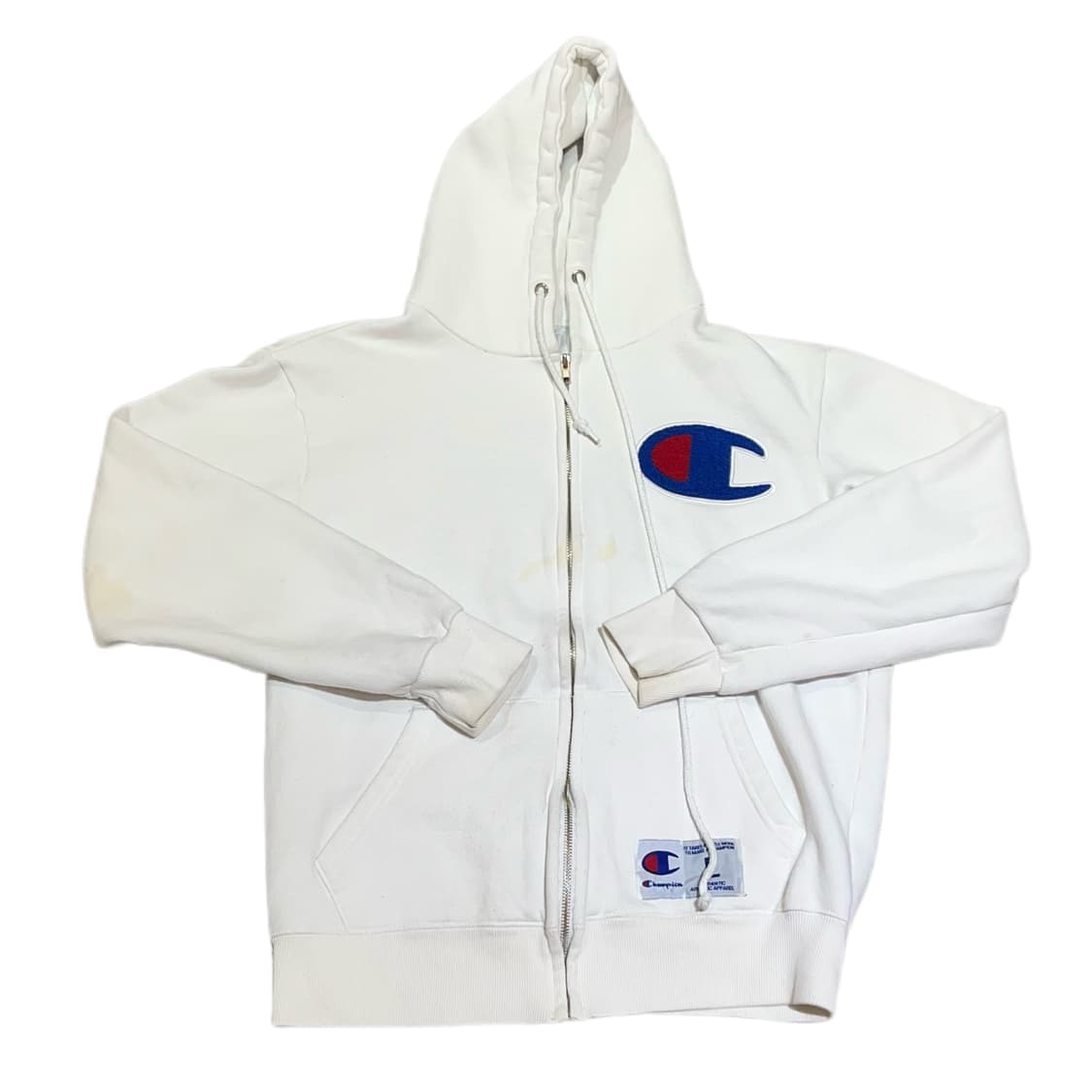 챔피온 빅로고 패치 화이트 후드집업 상품이미지3