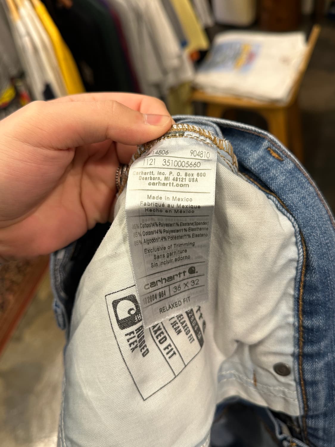 칼하트 릴렉스드핏 데님팬츠 36x32 상품이미지5