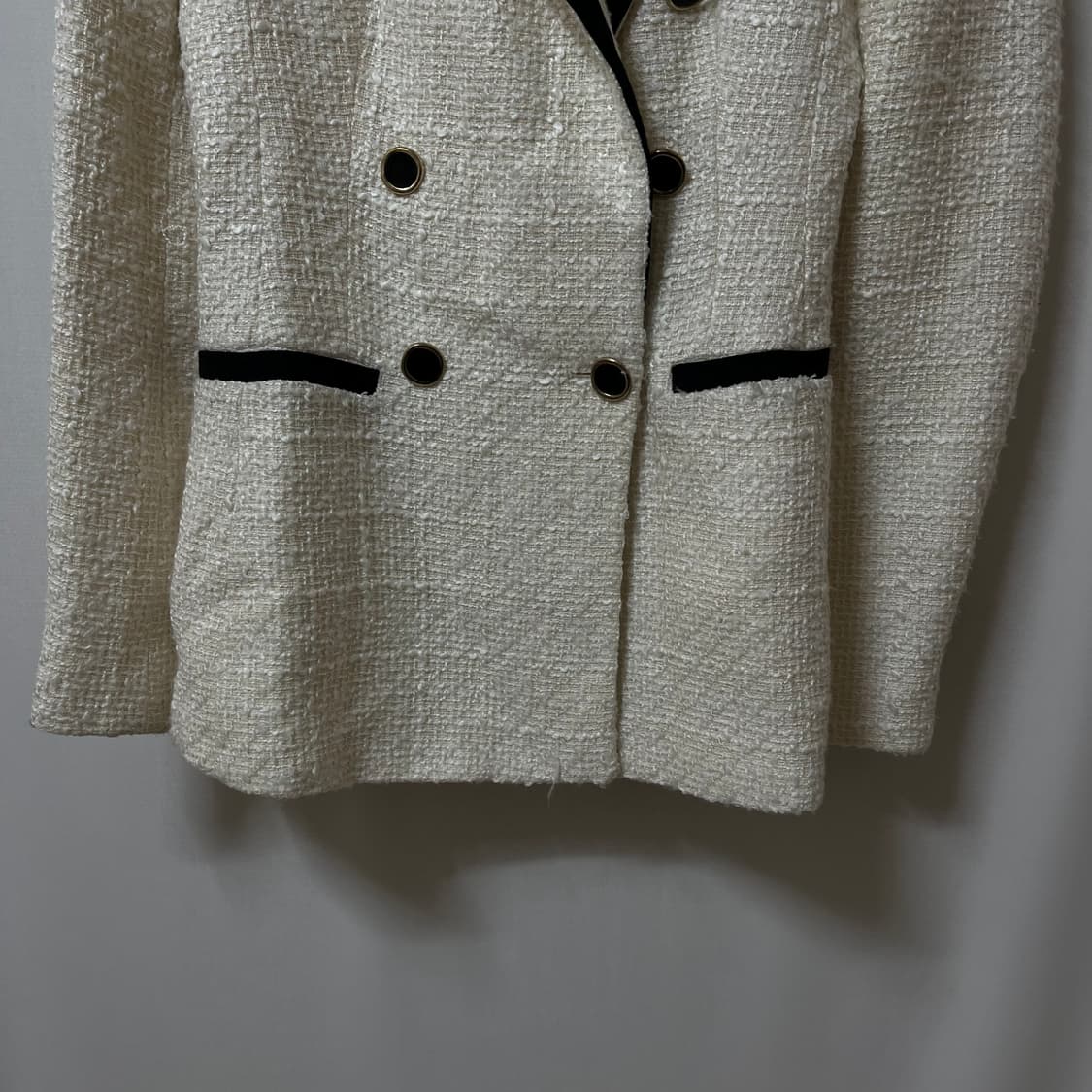 자라 화이트 더블 브레스티드 트위드 자켓 XS/85 상품이미지4