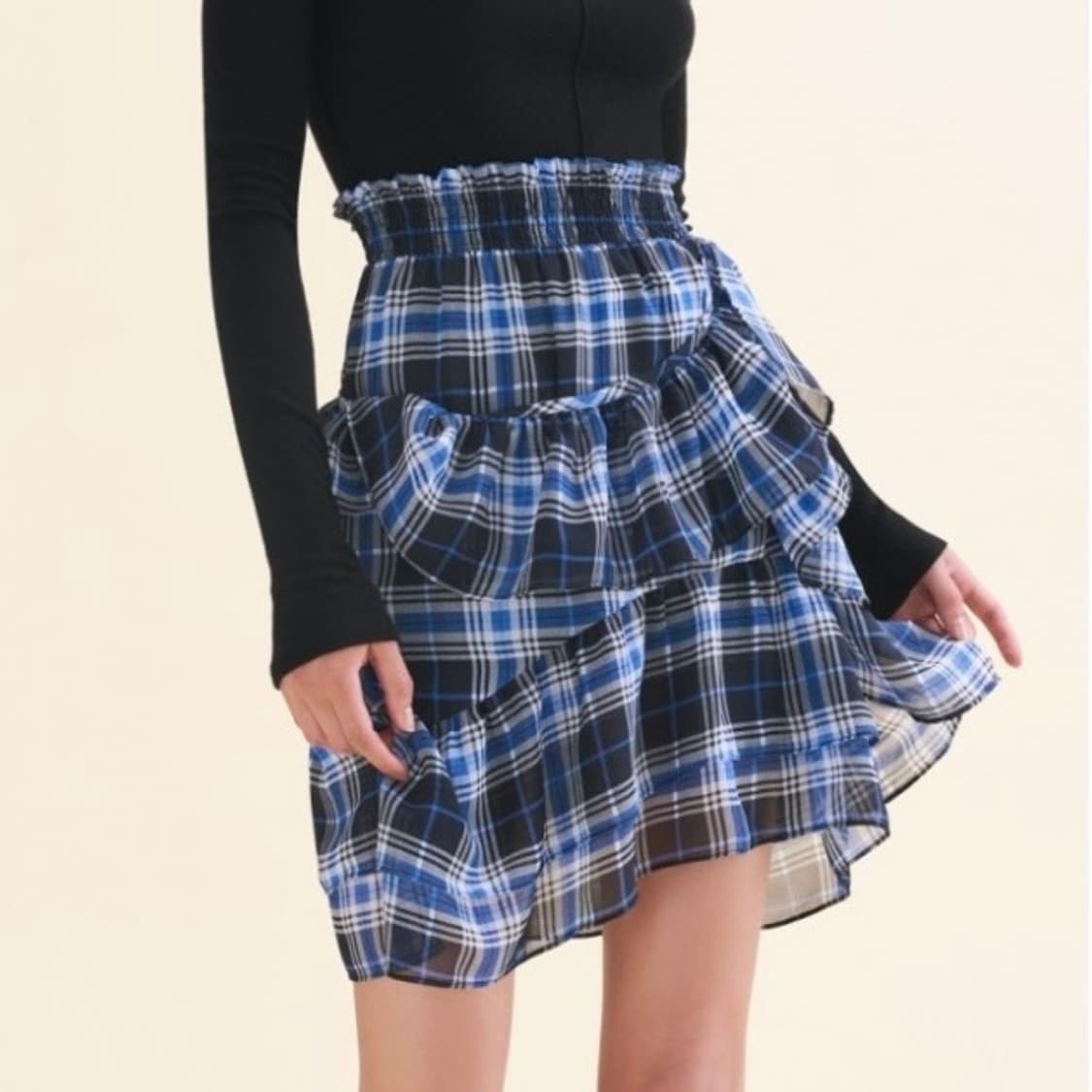 마쥬 maje 란차 블루 체크 셋업 투피스 상품이미지9