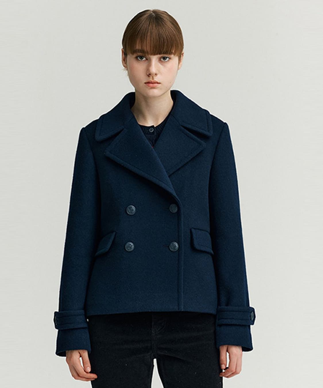 언톨드레이블 클래식 숏 피코트 네이비 M사이즈 택달린새제품 상품이미지1