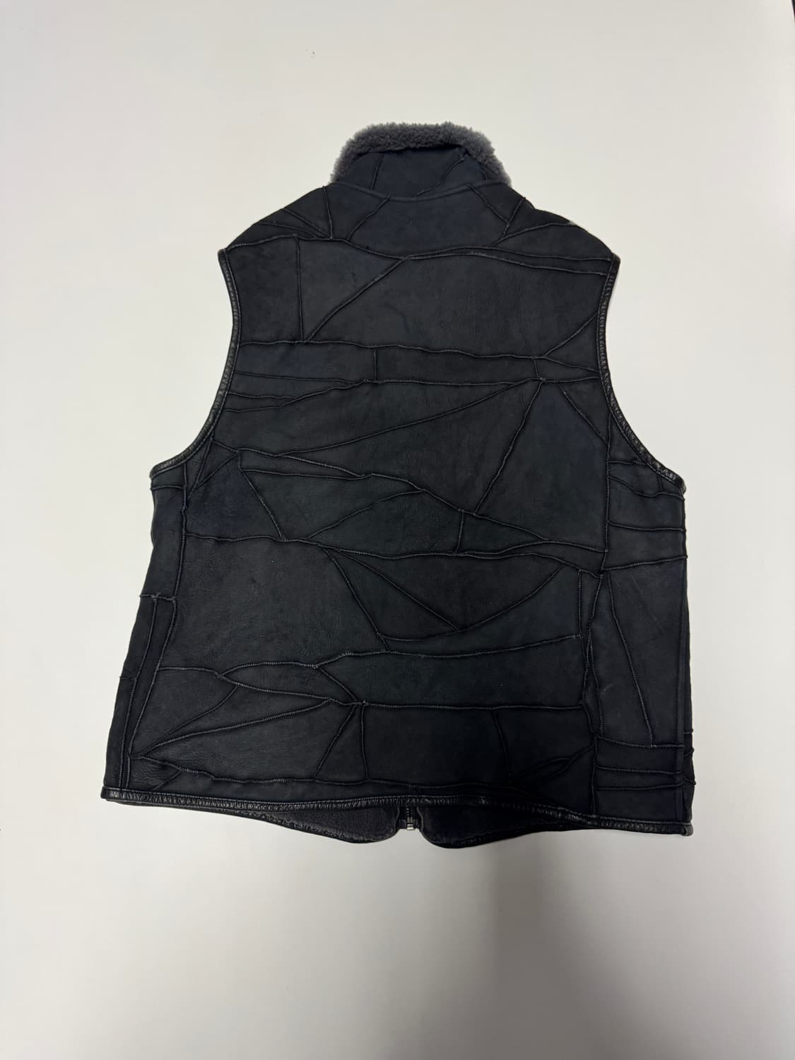 공용 희귀!! 빈티지 y2k 절개 디테일 양털 안감 양가죽 베스트 M 상품이미지2