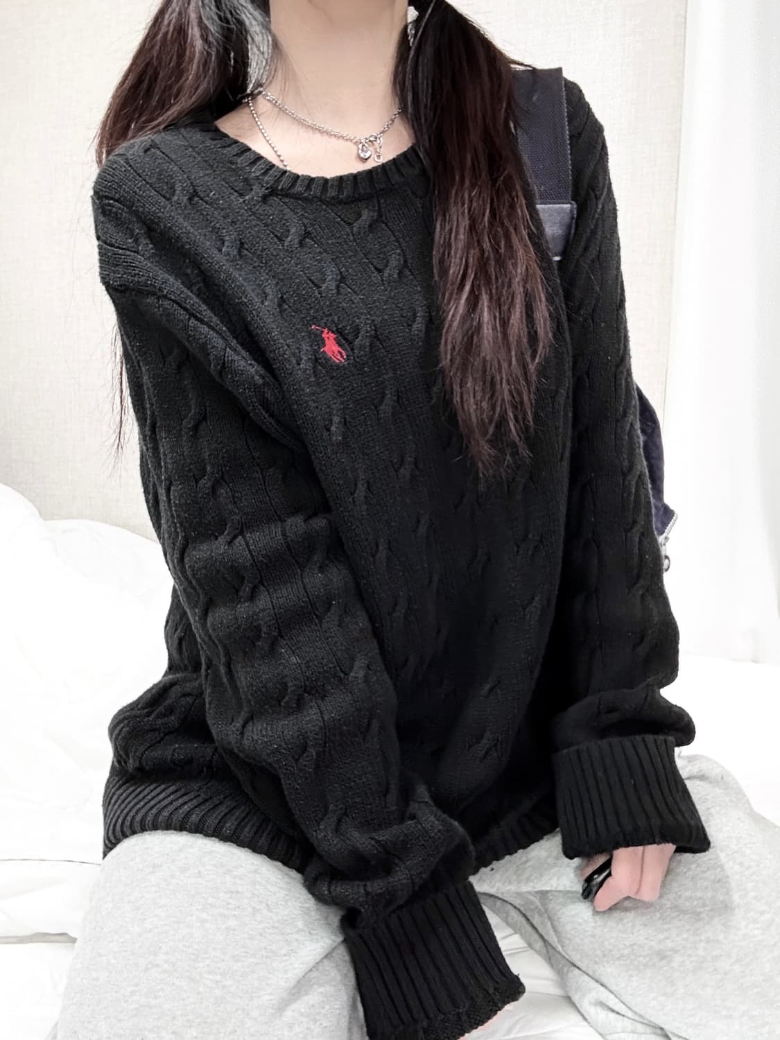 폴로 신형 블랙 케이블니트 상품이미지3