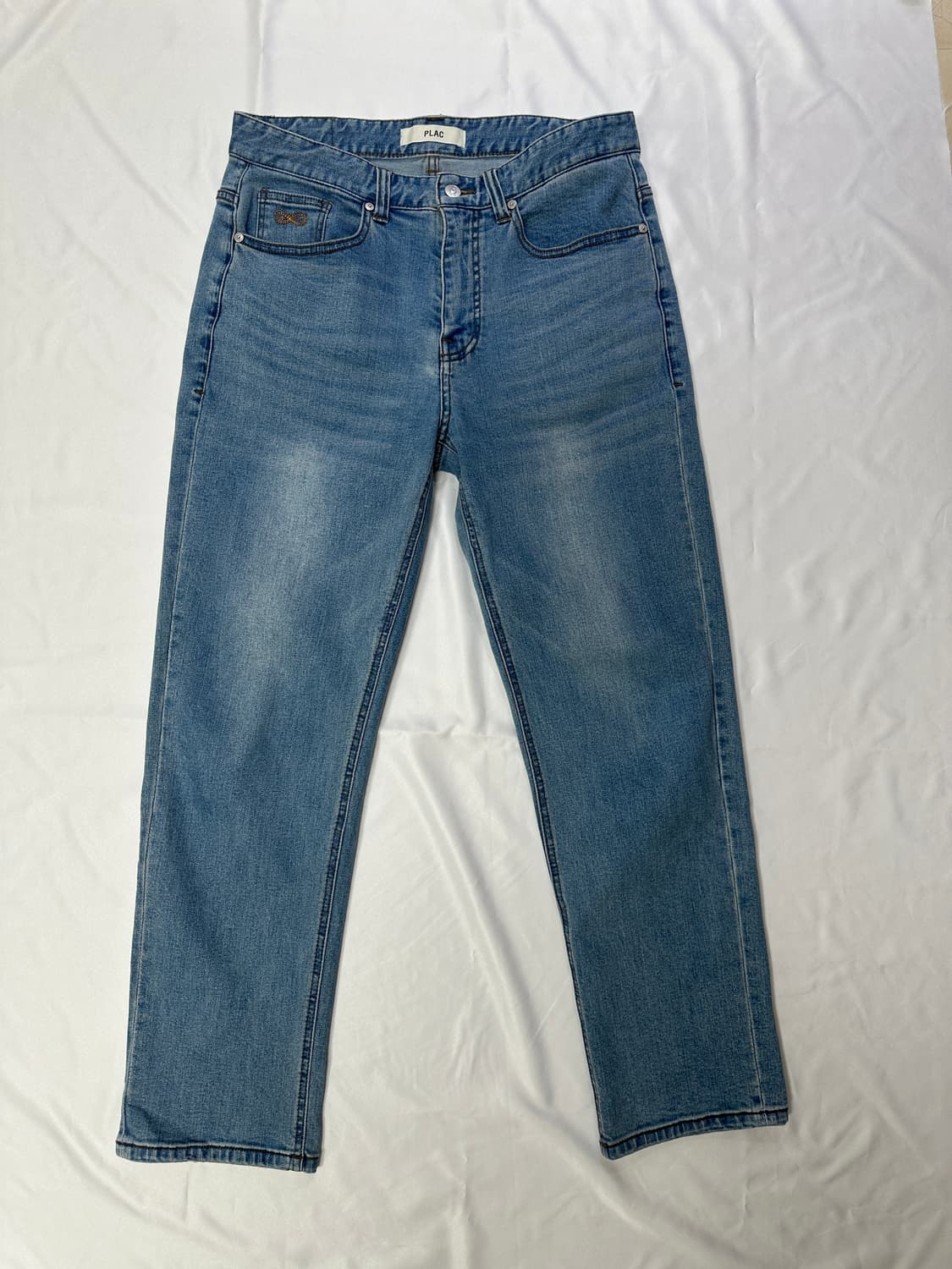 플랙진 스티치 남성 레귤러 스트레이트핏 미드블루 데님 청바지(32) 상품이미지5