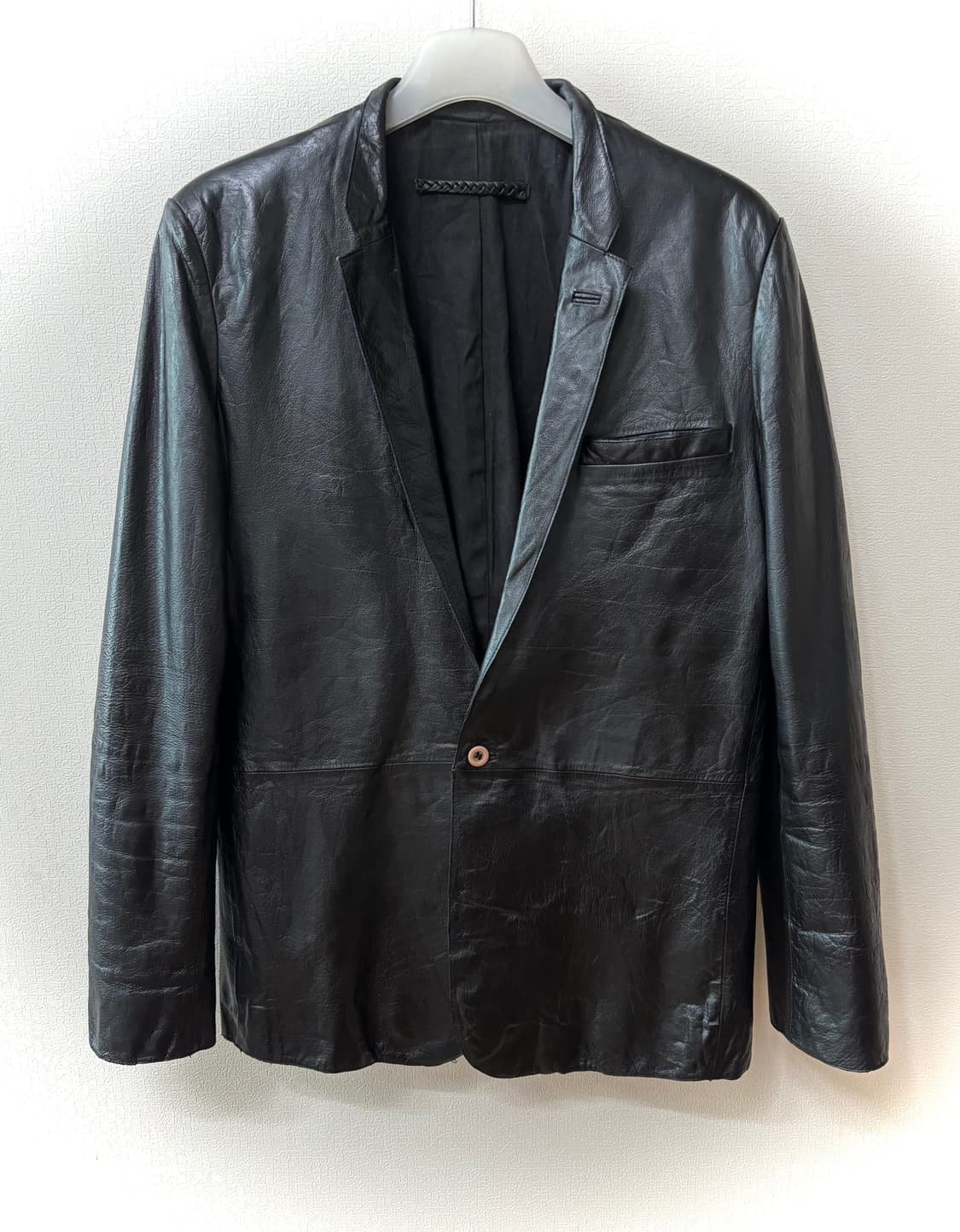 90s Acne action jeans Vintage 가죽 원버튼 자켓 상품이미지1