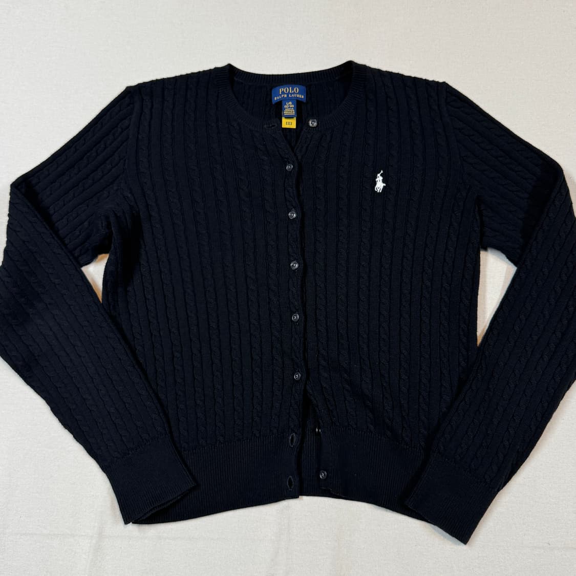 XS) 폴로 랄프로렌 코튼 케이블 꽈배기 가디건 블랙 보이즈 상품이미지2