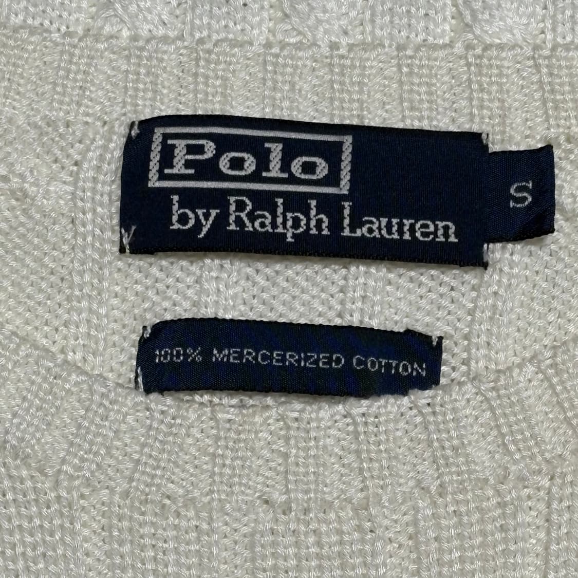 S 폴로랄프로렌 머서라이즈드 코튼 화이트 케이블 니트 상품이미지4