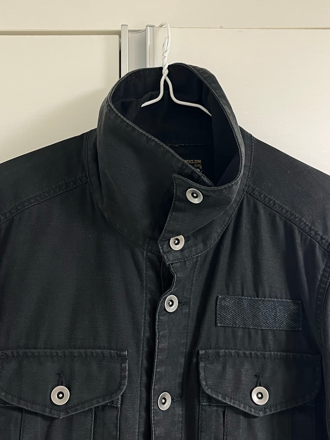 빔즈 하이넥 코튼 자켓 블랙 상품이미지4