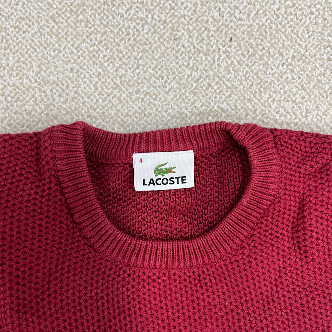 [4] 라코스테 버건디 와플 코튼 니트 스웨터 0108M1 상품이미지2