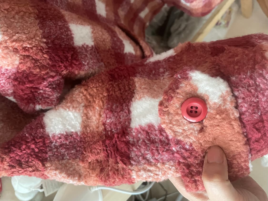 모리걸 빈티지 체크 떡볶이 후드 코트 💗♥️ 상품이미지3