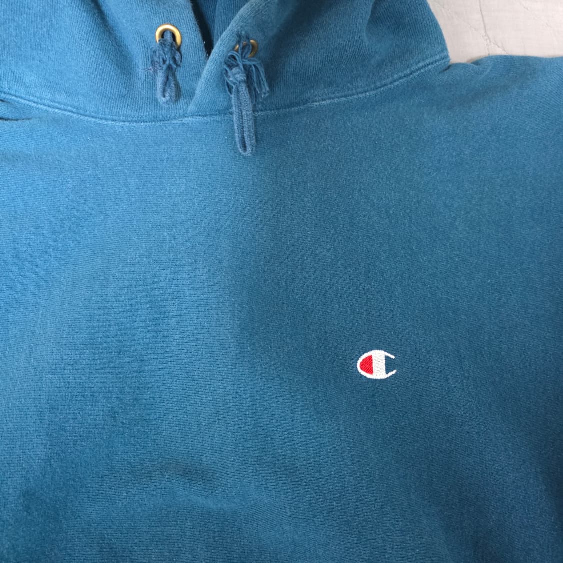 [XXL] 90s 빈티지 챔피온 리버스위브 페이딩 터콰이즈 블루 후드 상품이미지3