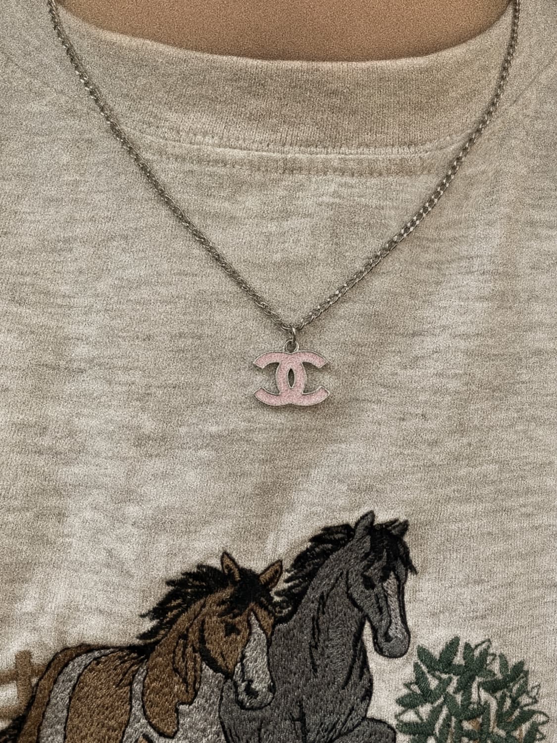 샤넬 빈티지 핑크 CC로고 목걸이 상품이미지1
