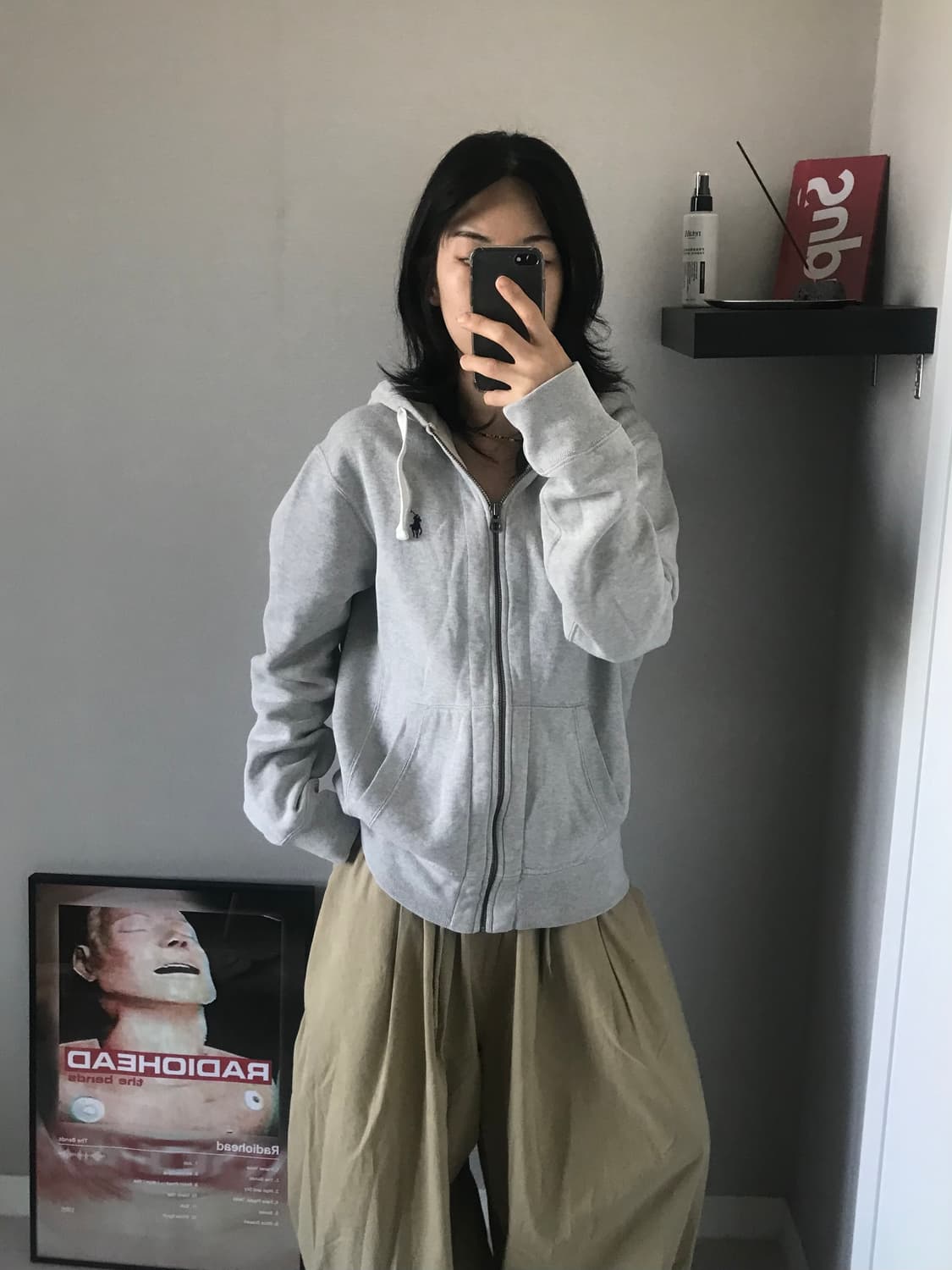 폴로 랄프로렌 포니로고 써멀 헤비 그레이 후드집업 상품이미지3