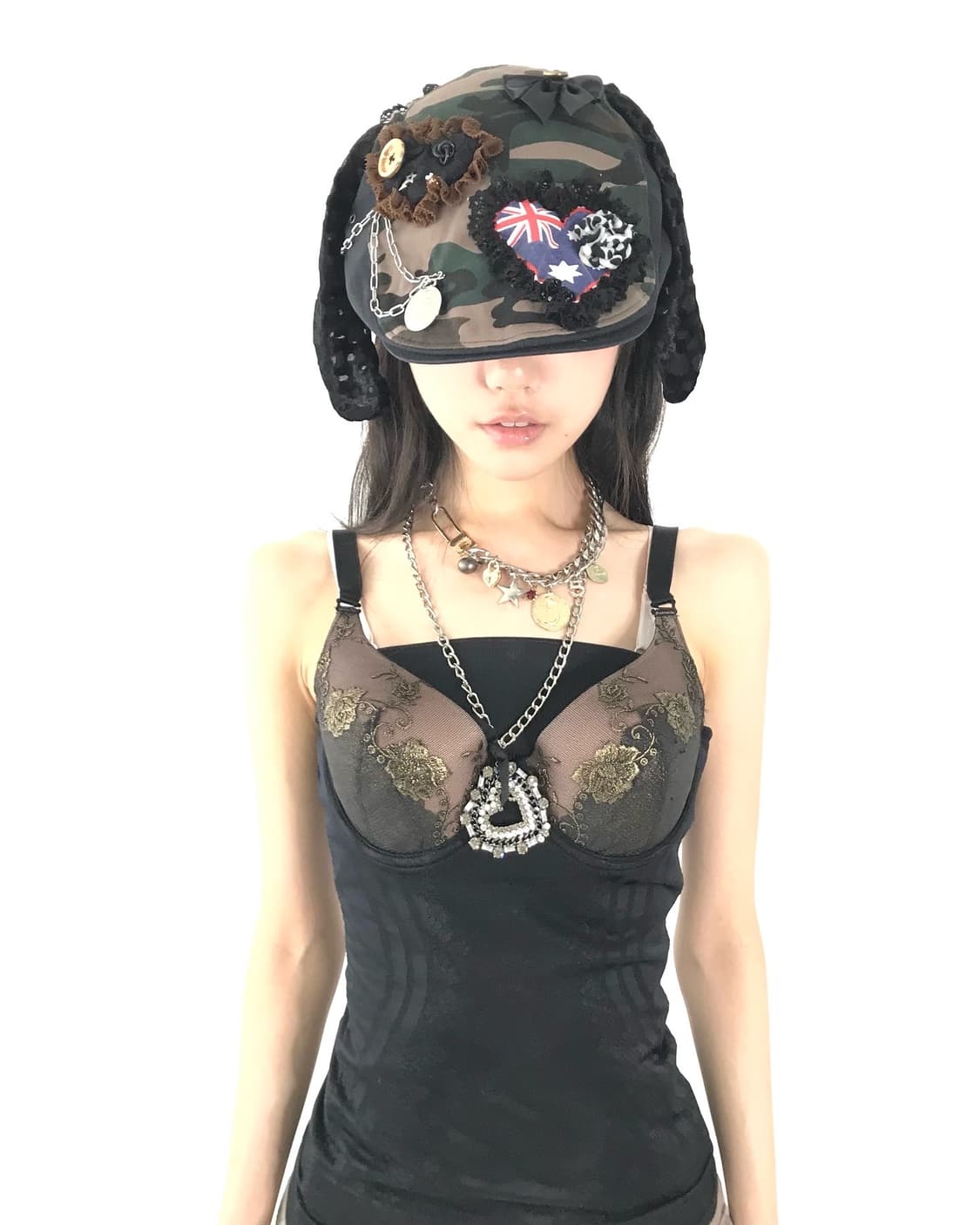 Black&Gold rose lace bra corset slip top 상품이미지5