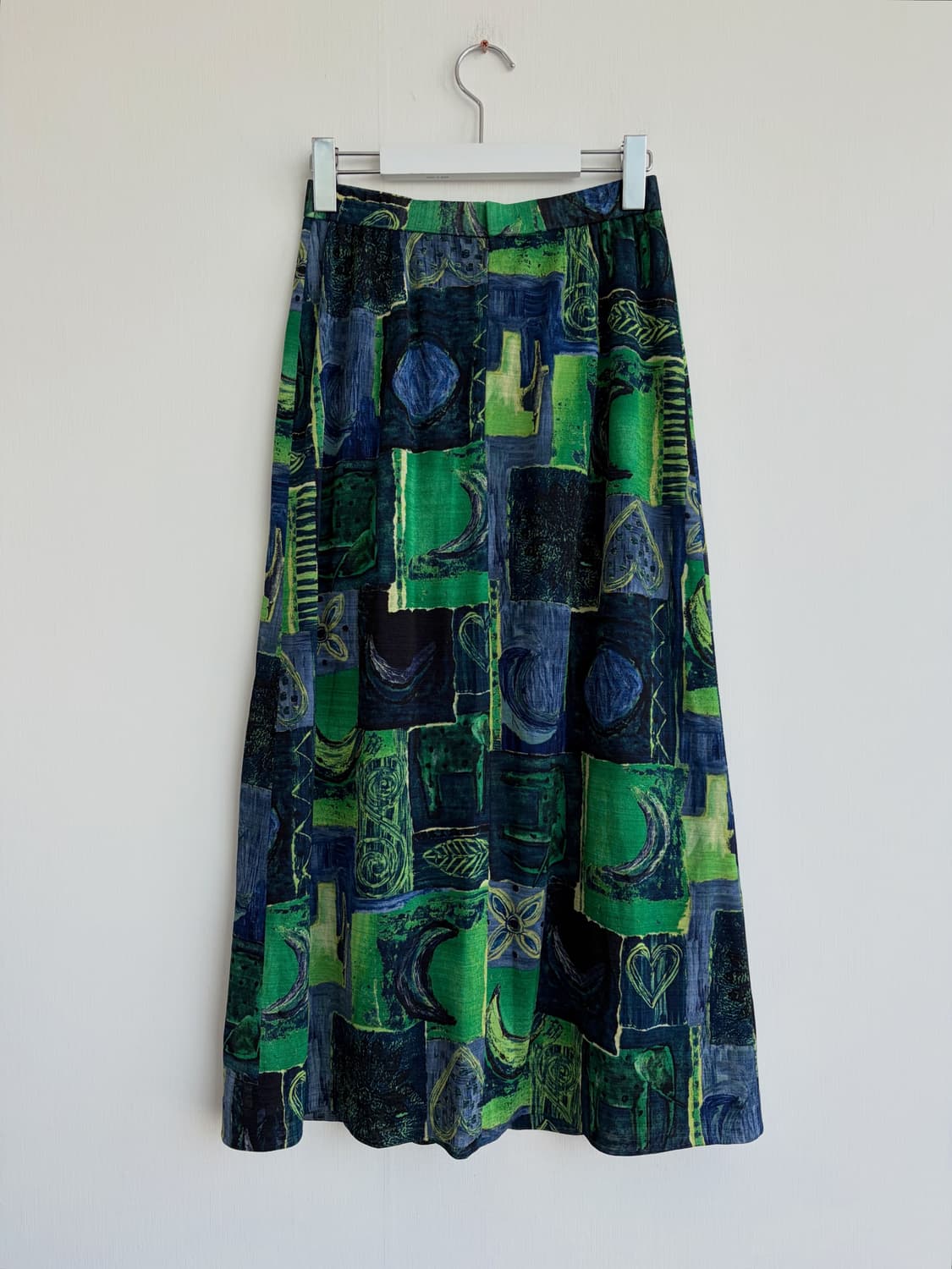 SALE) SaintJoie 그린 블루 추상패턴 롱 스커트 상품이미지4