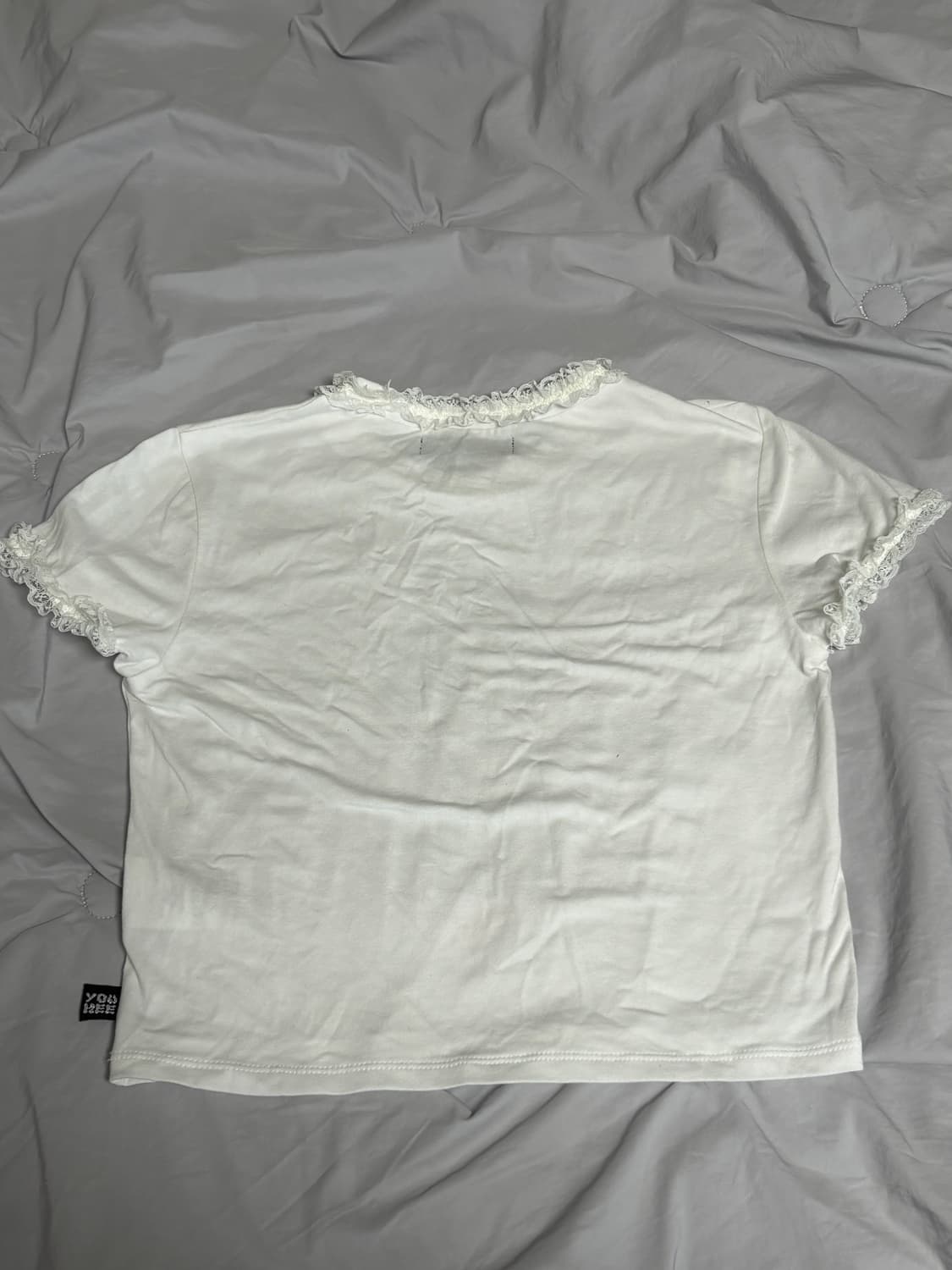 유희 레이스 레터링 베이비 티셔츠 화이트 상품이미지5