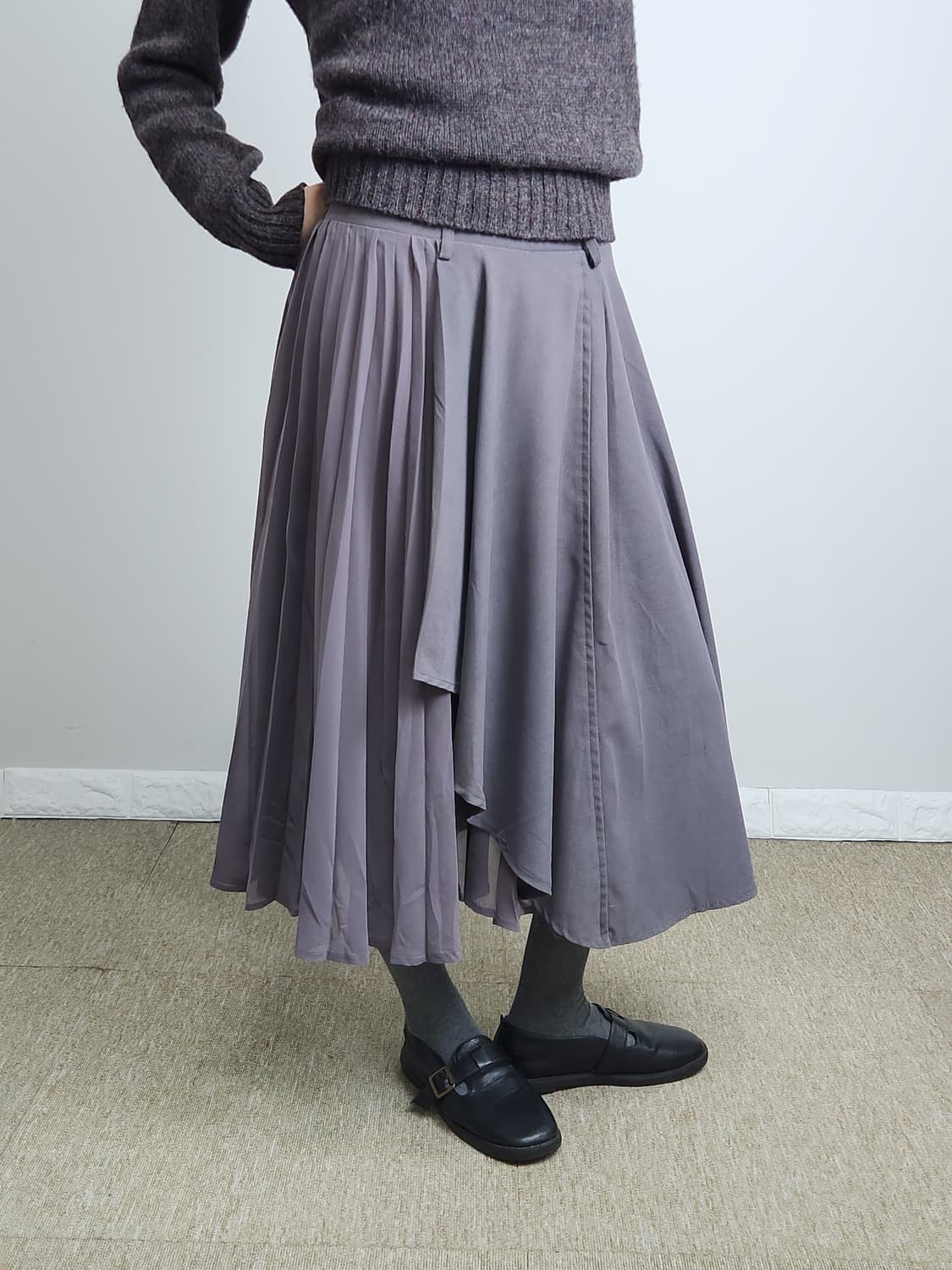 스웨이드 물결 롱 스커트 상품이미지3