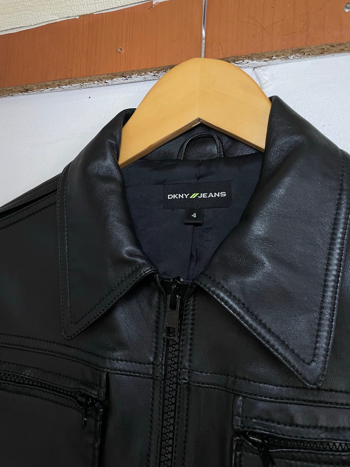 00s DKNY 양가죽 집업 코트 상품이미지4