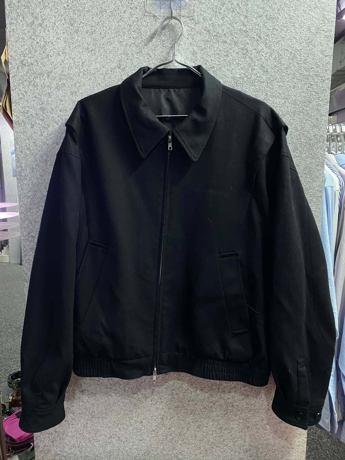 쿠어 미니멀 블랙 스웨이드 블루종 자켓 B3434 상품이미지2