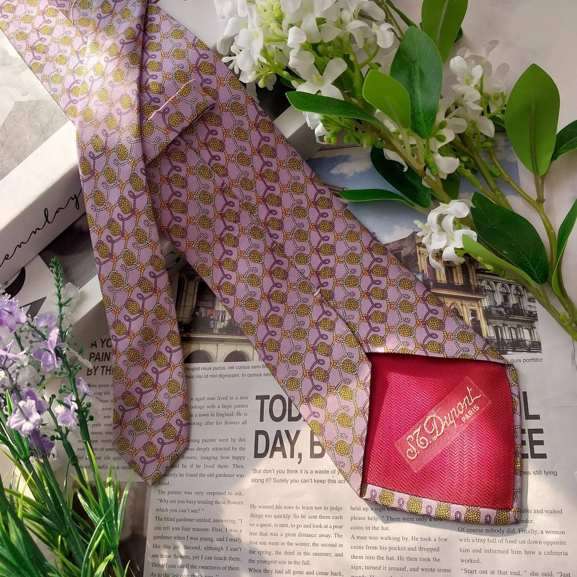 에스 티 듀퐁 실크 연보라 패턴 넥타이 9.5cm A+등급 K1567
 상품이미지6