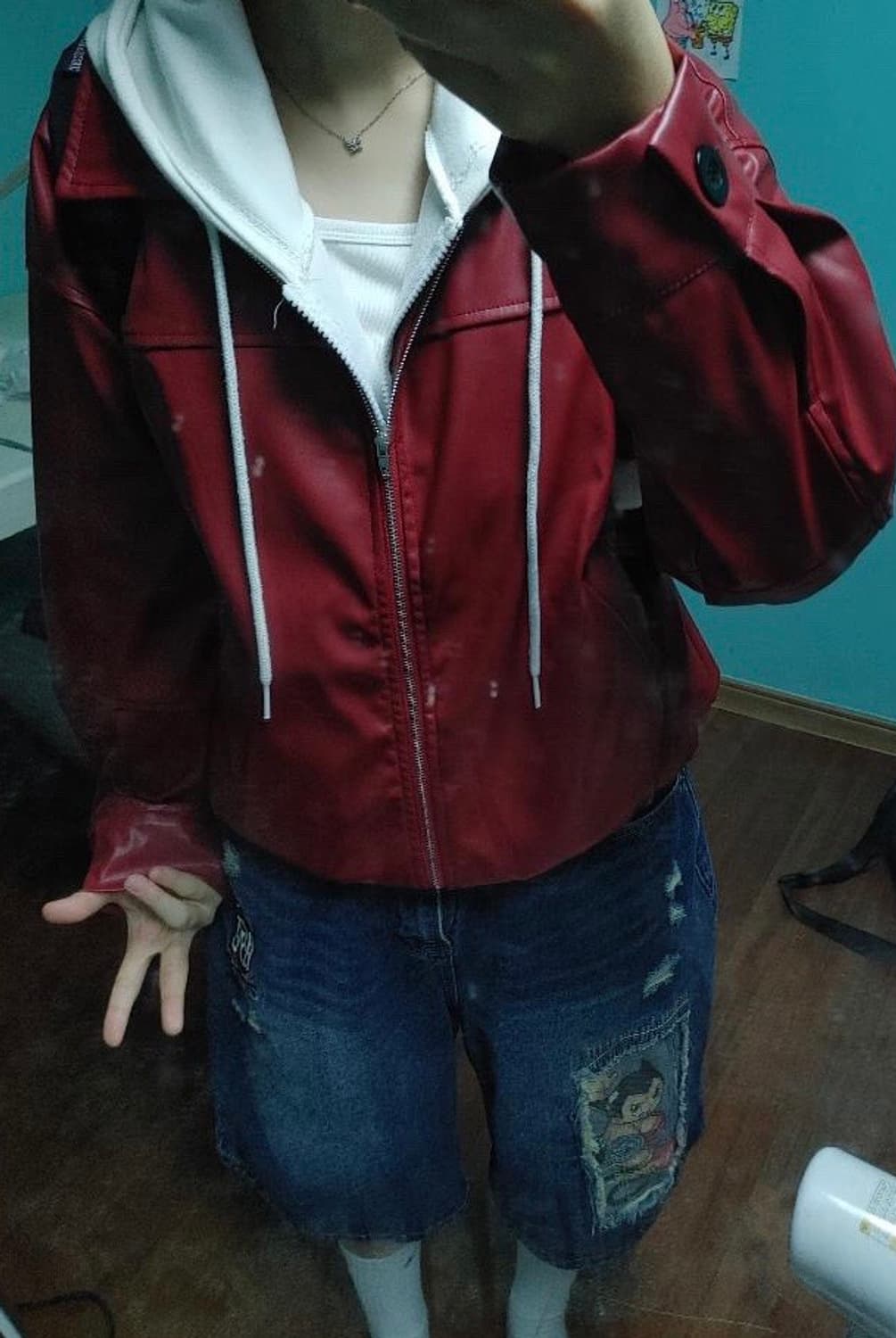 레드 가죽자켓 상품이미지1