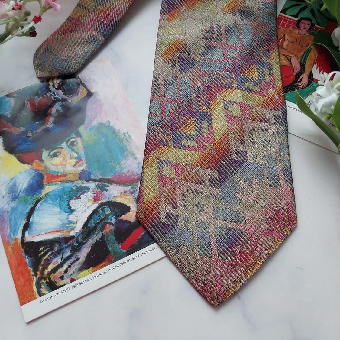 미쏘니 실크 오렌지믹스 기하학 패턴 넥타이 A+등급 9.2cm K1616 상품이미지4